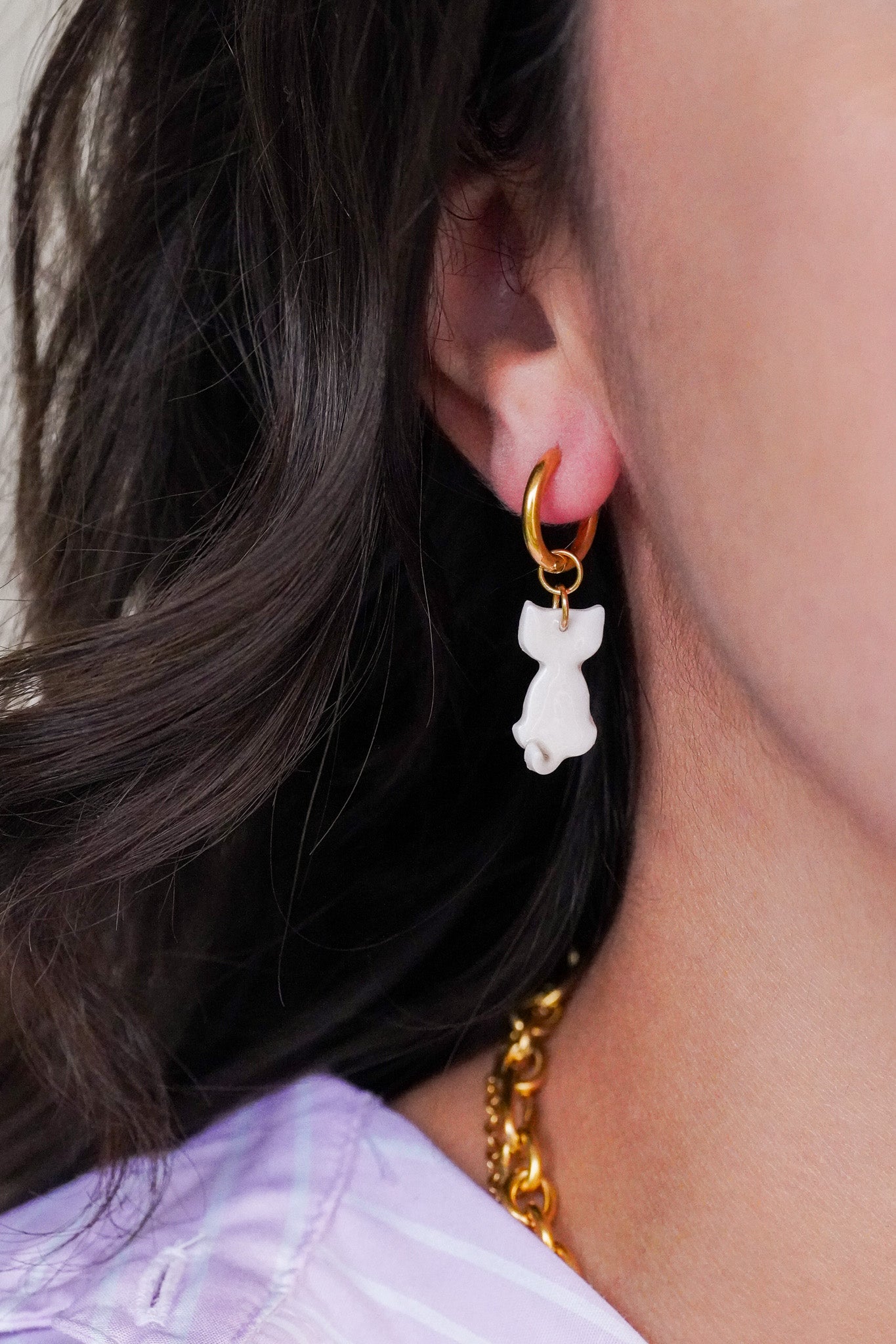 Boucles d’oreilles créoles chat