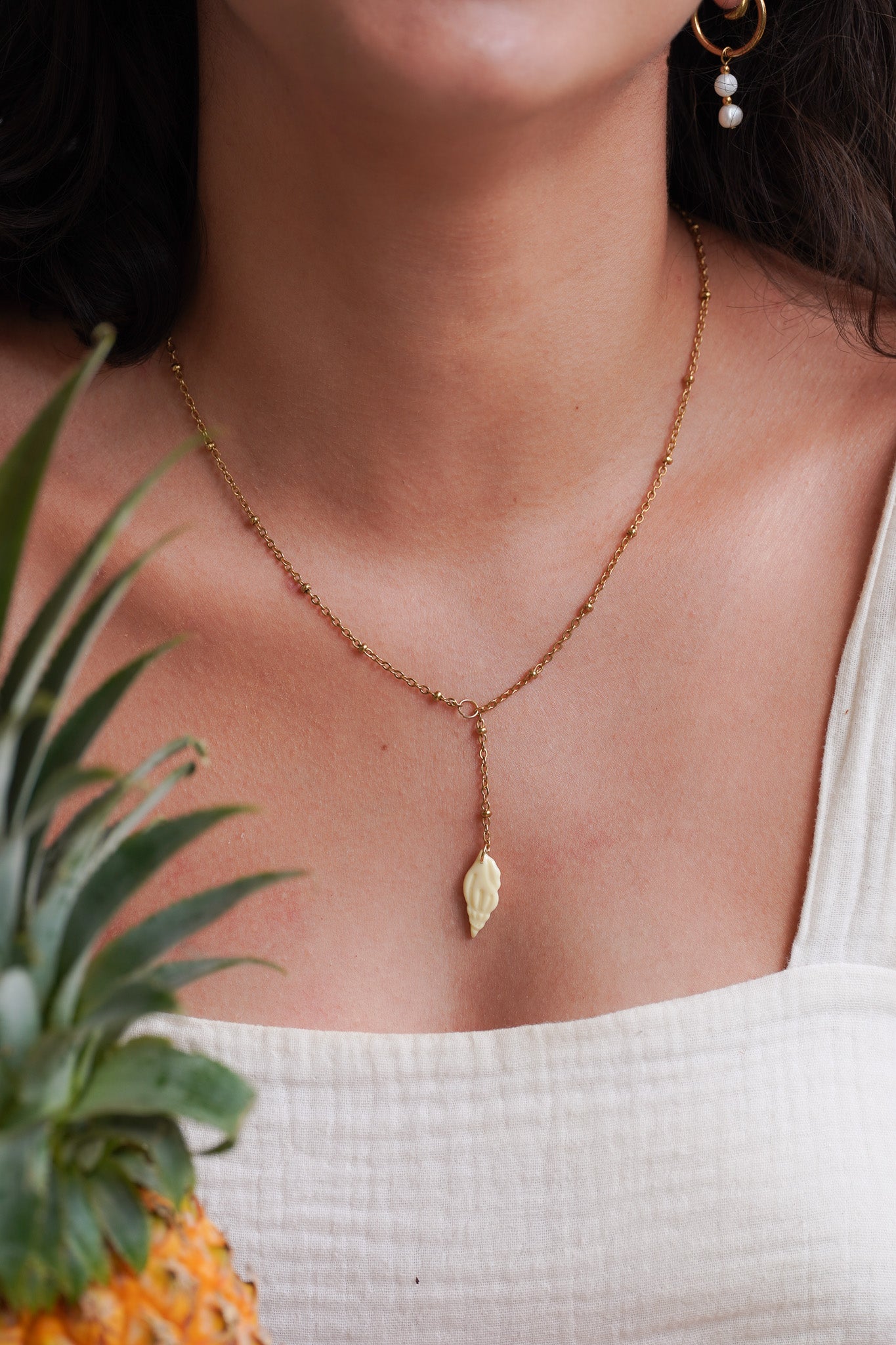 Collier sautoir doré Jeanne - charm personnalisable