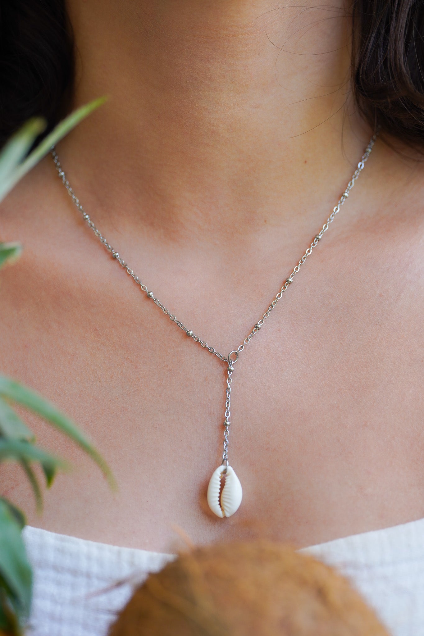 Collier sautoir argenté Jeanne - charm personnalisable