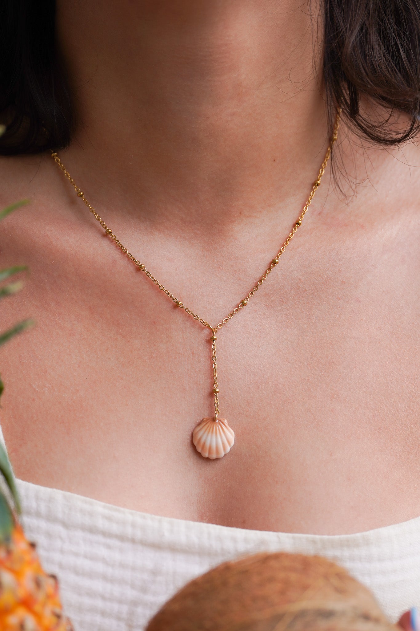 Collier sautoir doré Jeanne - charm personnalisable