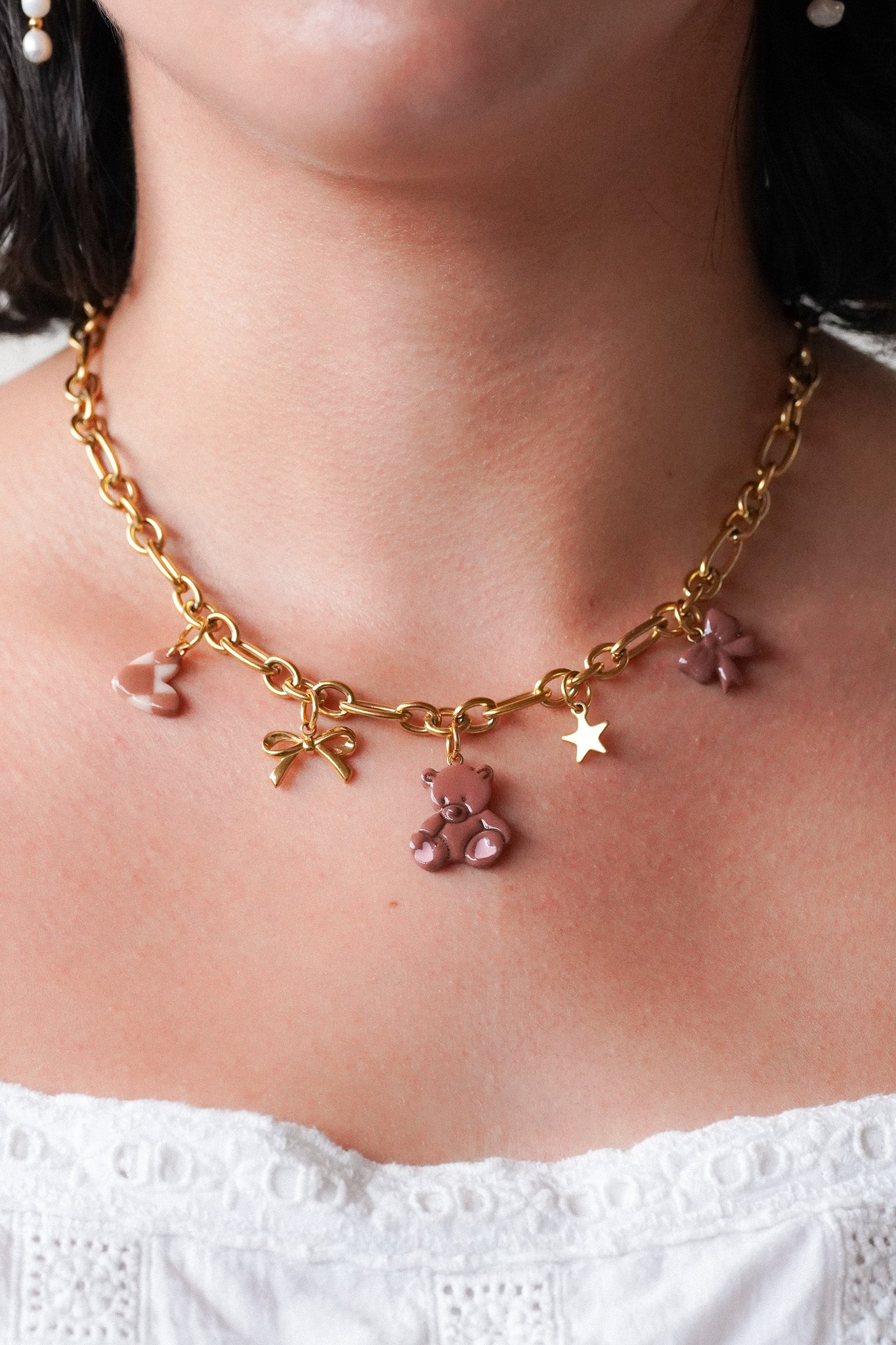 Collier doré Esther - charms personnalisables
