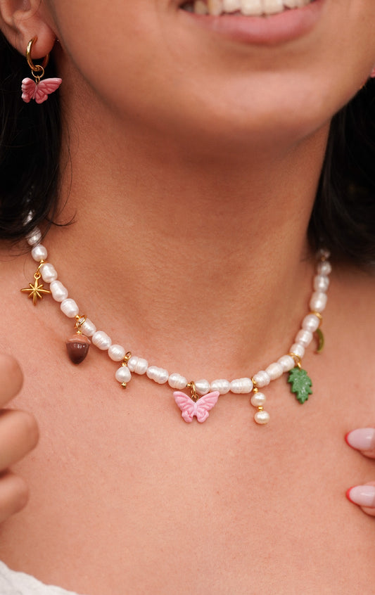 Collier perles d'eau douce - charms personnalisables