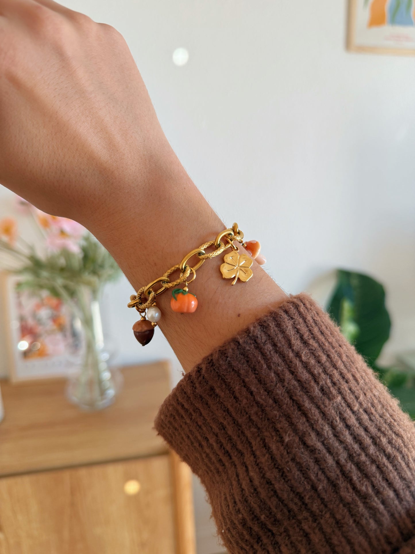 Bracelet doré Colombe - charms personnalisables