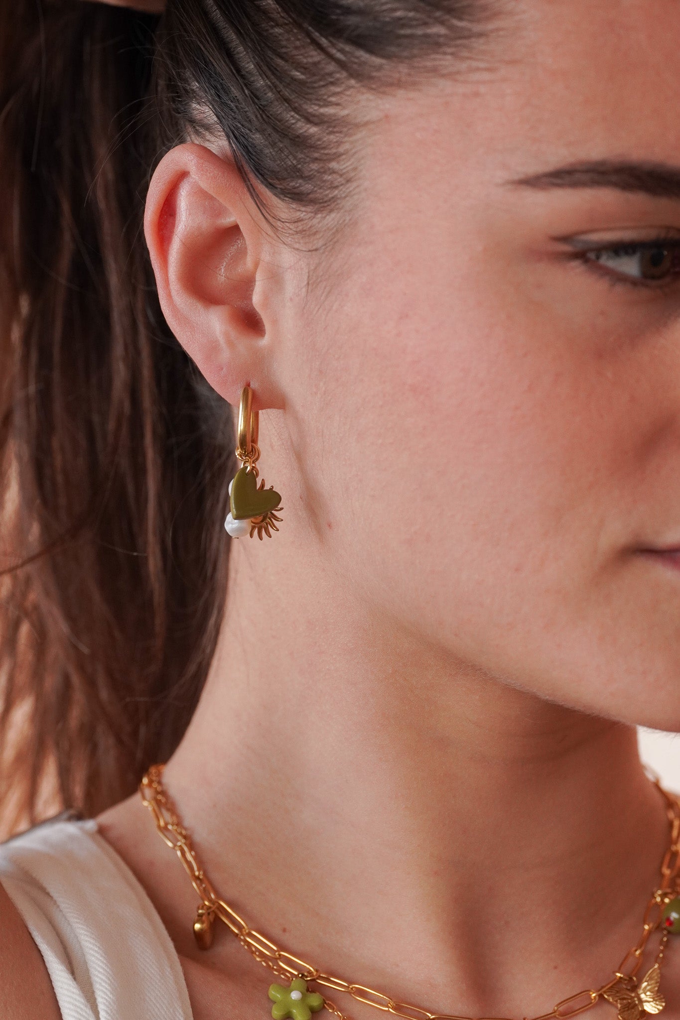 Boucles d’oreilles créoles ovales Olivia - Charms interchangeables