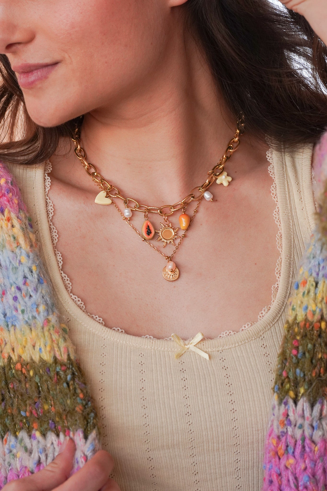 Collier doré Lydia - charms personnalisables