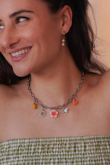 Collier argenté Esther - charms personnalisables