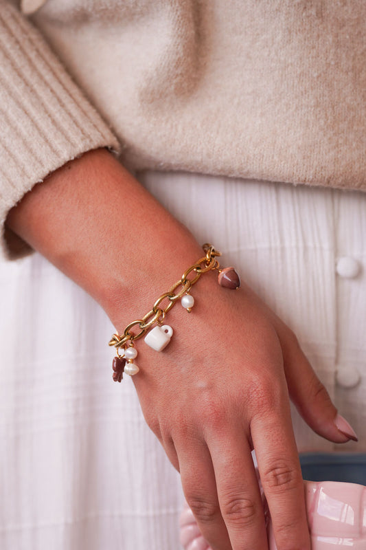 Bracelet doré Colombe - charms personnalisables