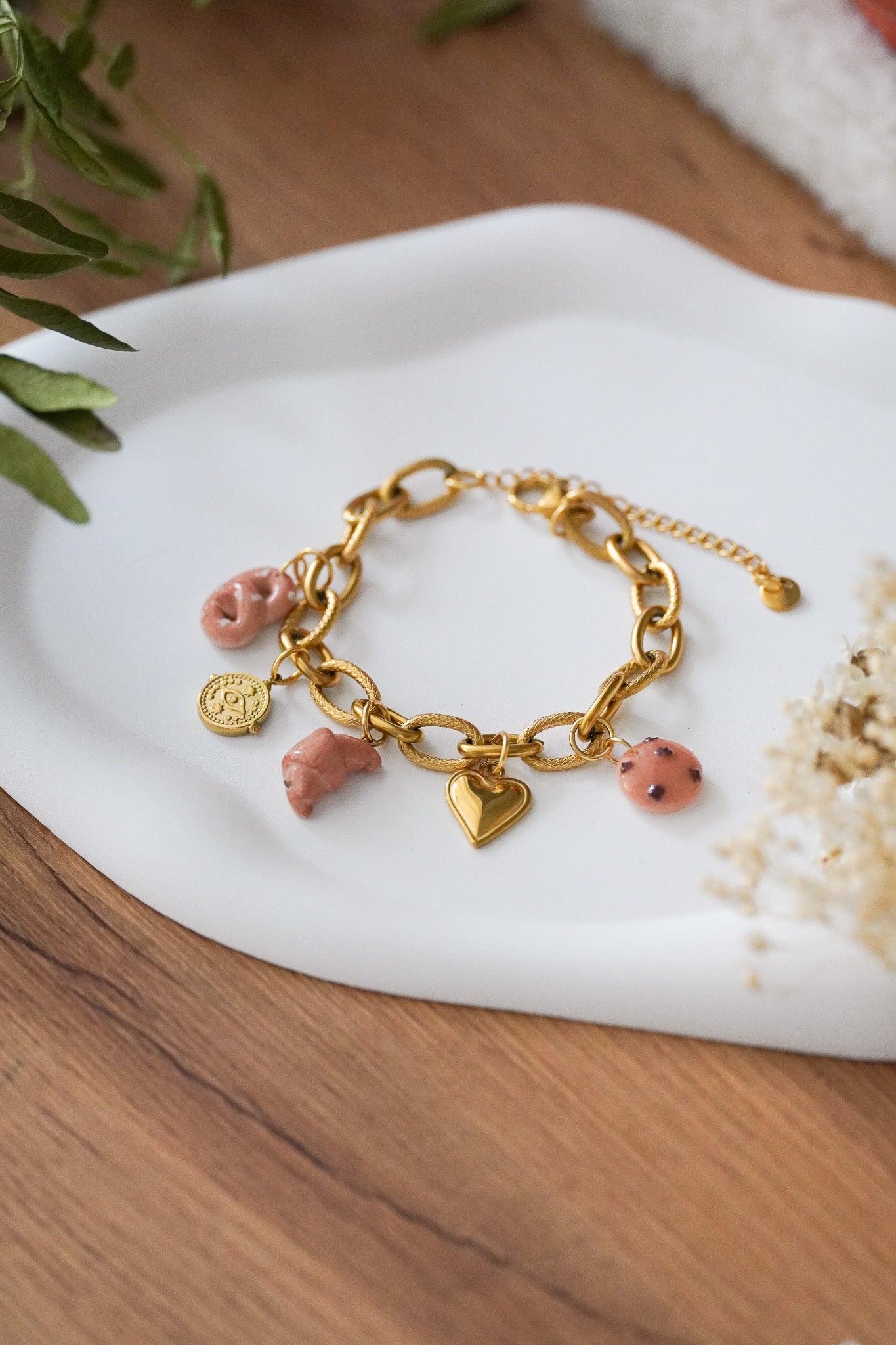 Bracelet doré Colombe - charms personnalisables