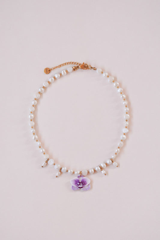 Collier orchidée Lilas