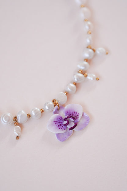 Collier orchidée Lilas