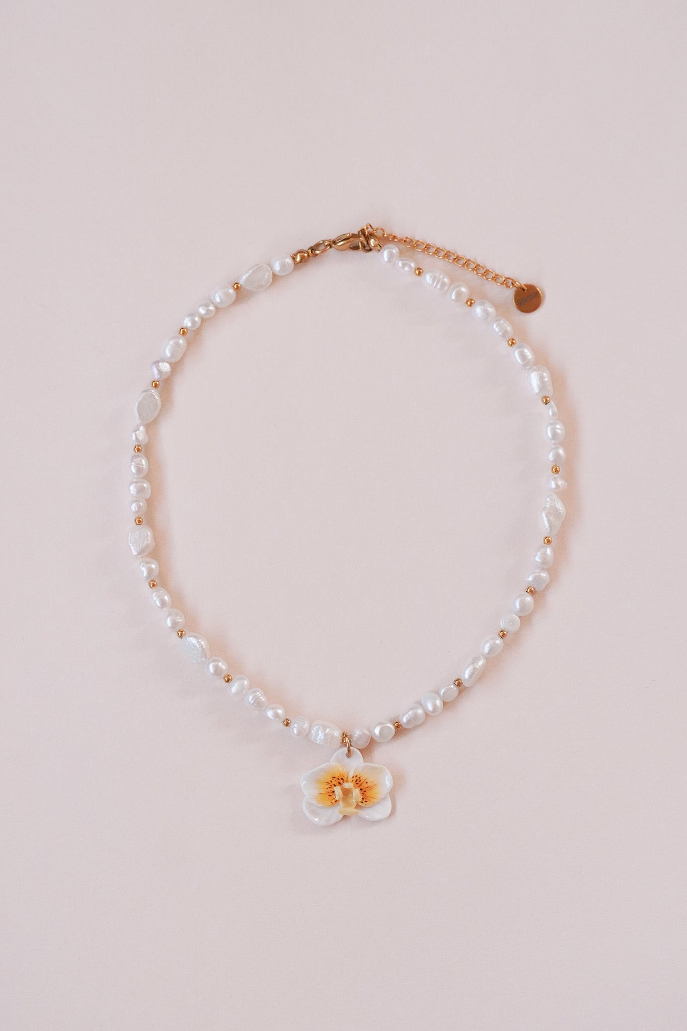 Collier orchidée Jaune