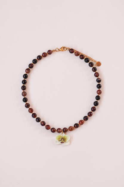Collier orchidée Matcha