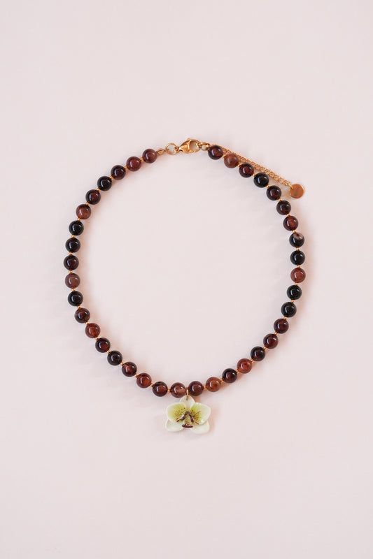 Collier orchidée Matcha