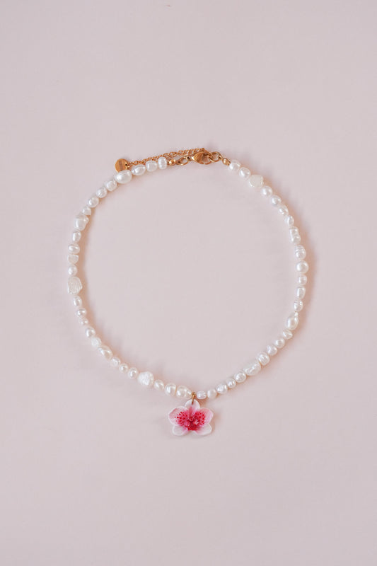 Collier orchidée Litchi