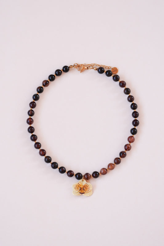 Collier orchidée Noisette