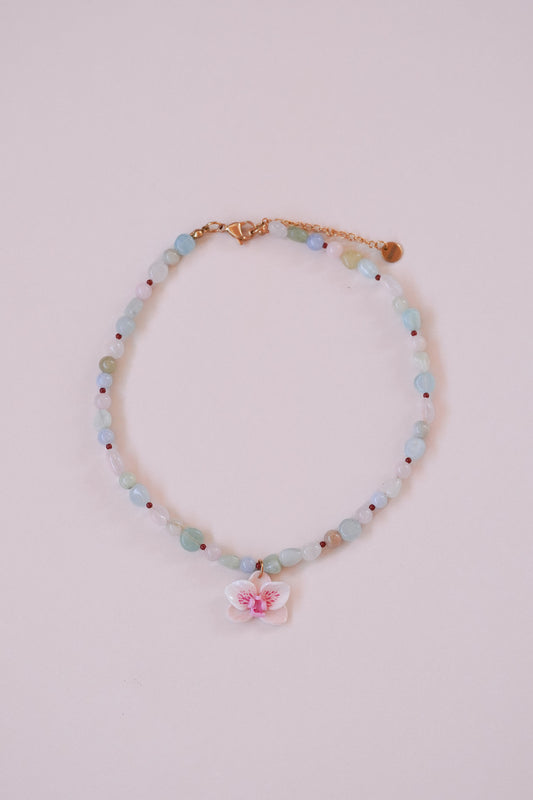 Collier orchidée Pastel