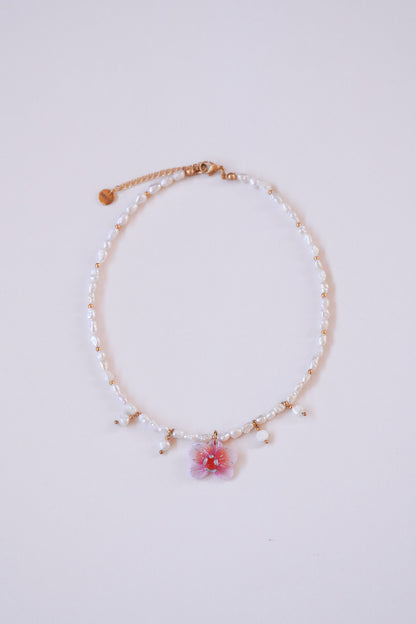 Collier orchidée Corail