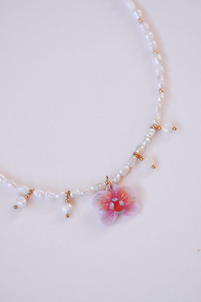 Collier orchidée Corail