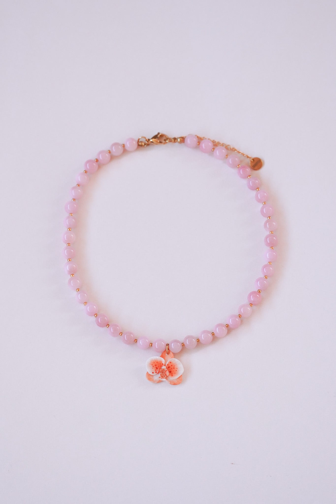 Collier orchidée Praline rose