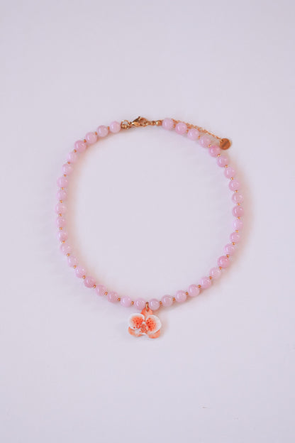 Collier orchidée Praline rose