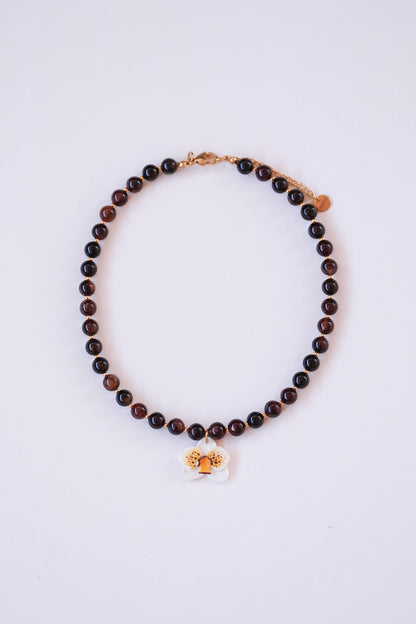 Collier orchidée Miel