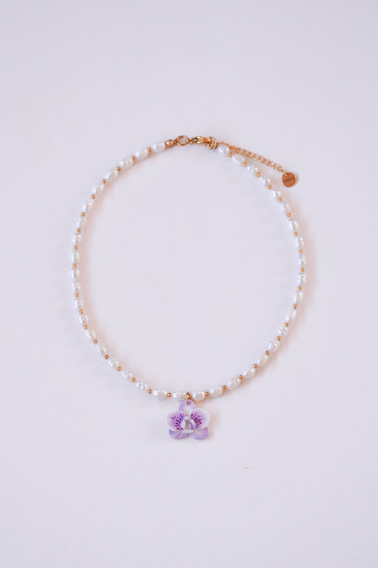 Collier orchidée Lavande