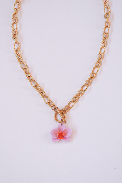 Collier orchidée Sunset