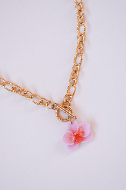 Collier orchidée Sunset