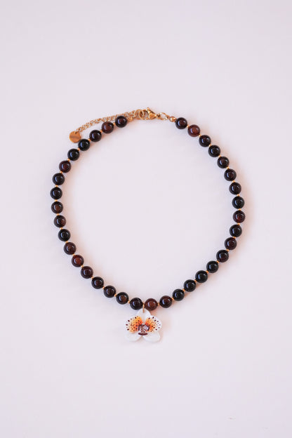 Collier orchidée Crème