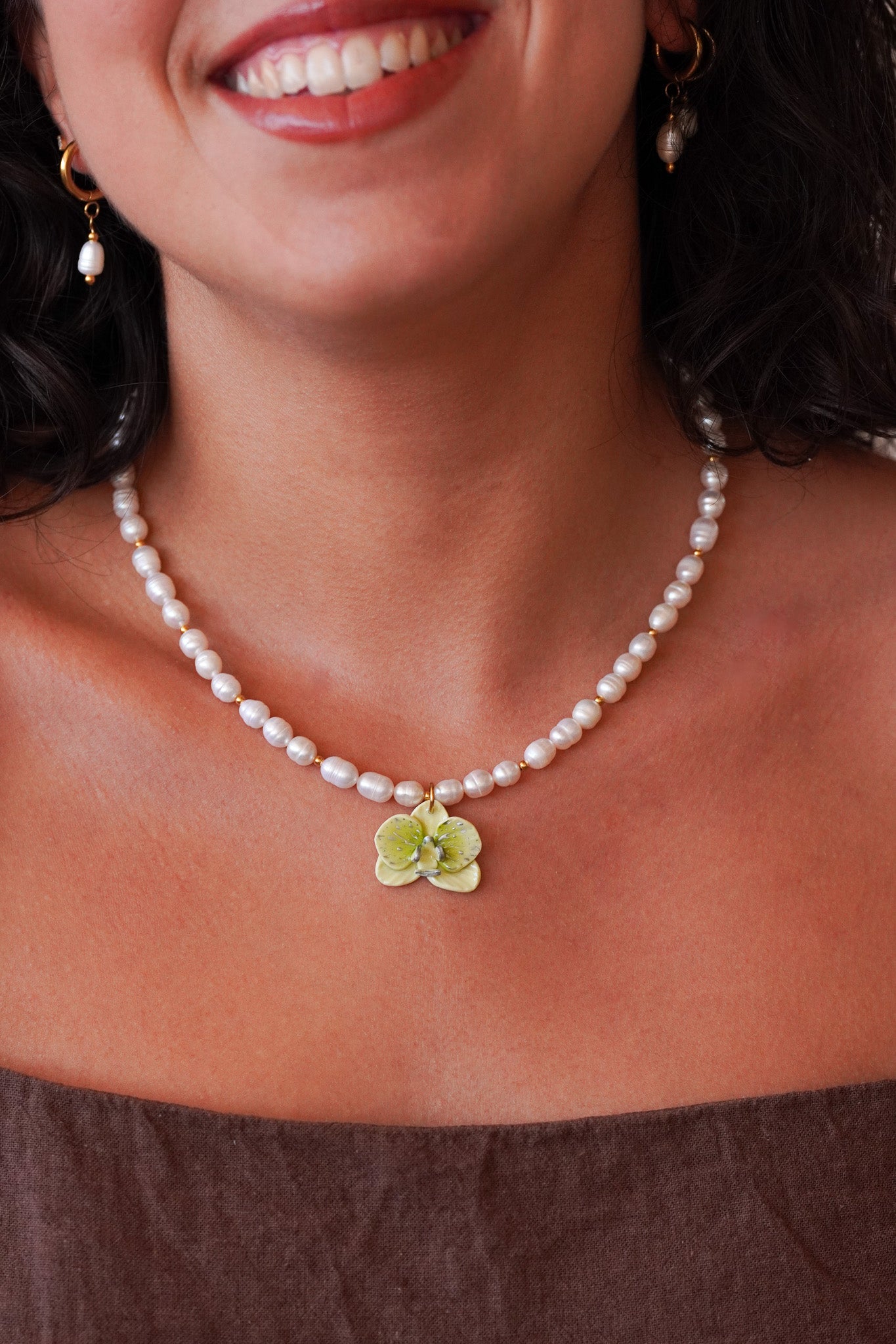 Collier orchidée Menthe