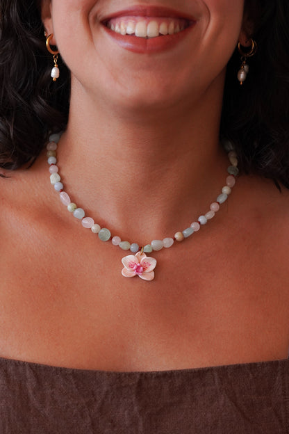 Collier orchidée Pastel