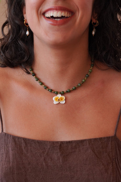 Collier orchidée Citronnelle