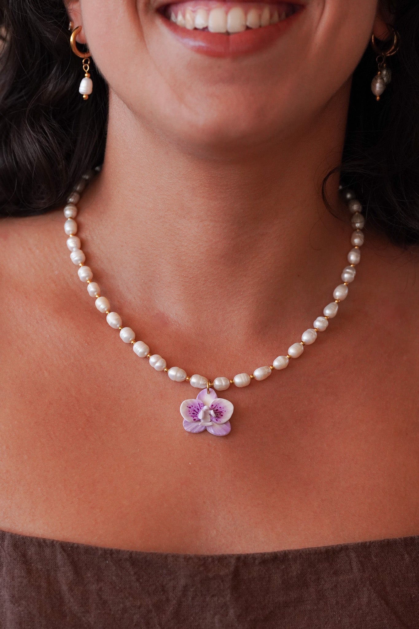 Collier orchidée Lavande