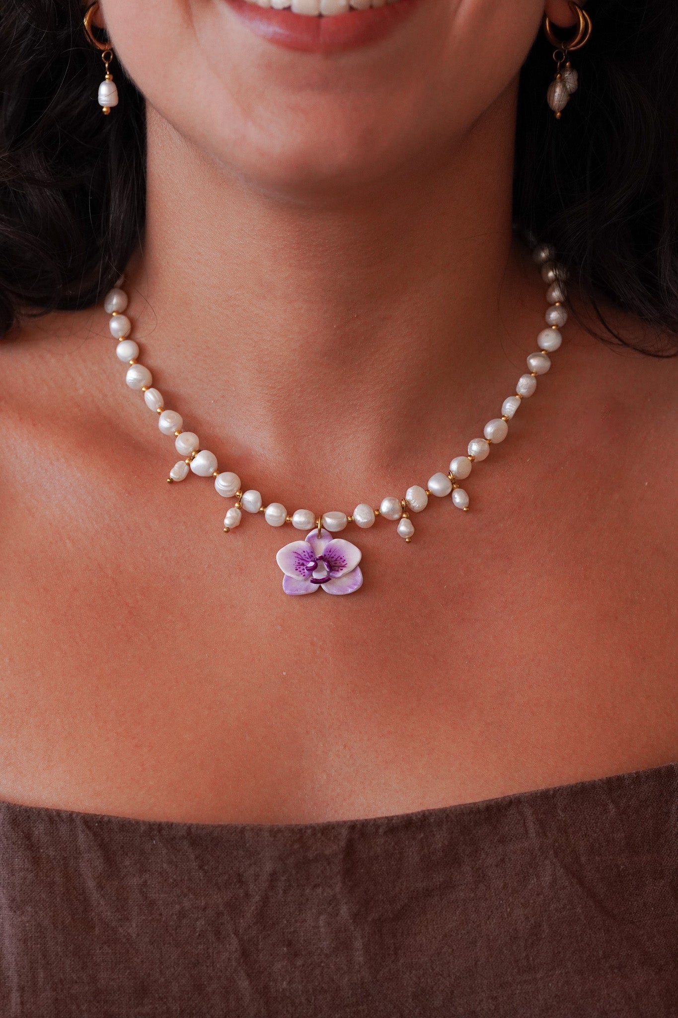Collier orchidée Lilas