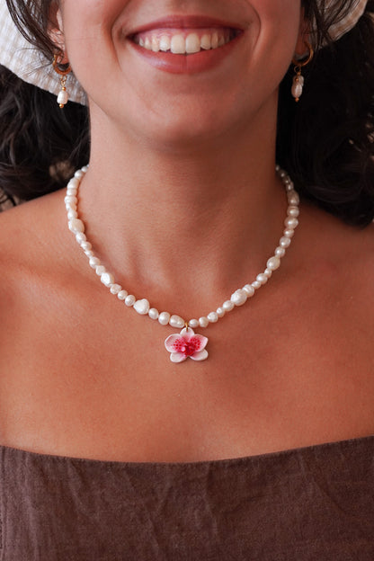 Collier orchidée Litchi