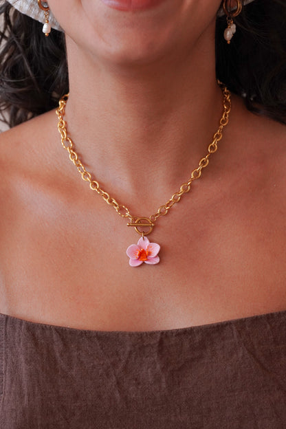 Collier orchidée Sunset