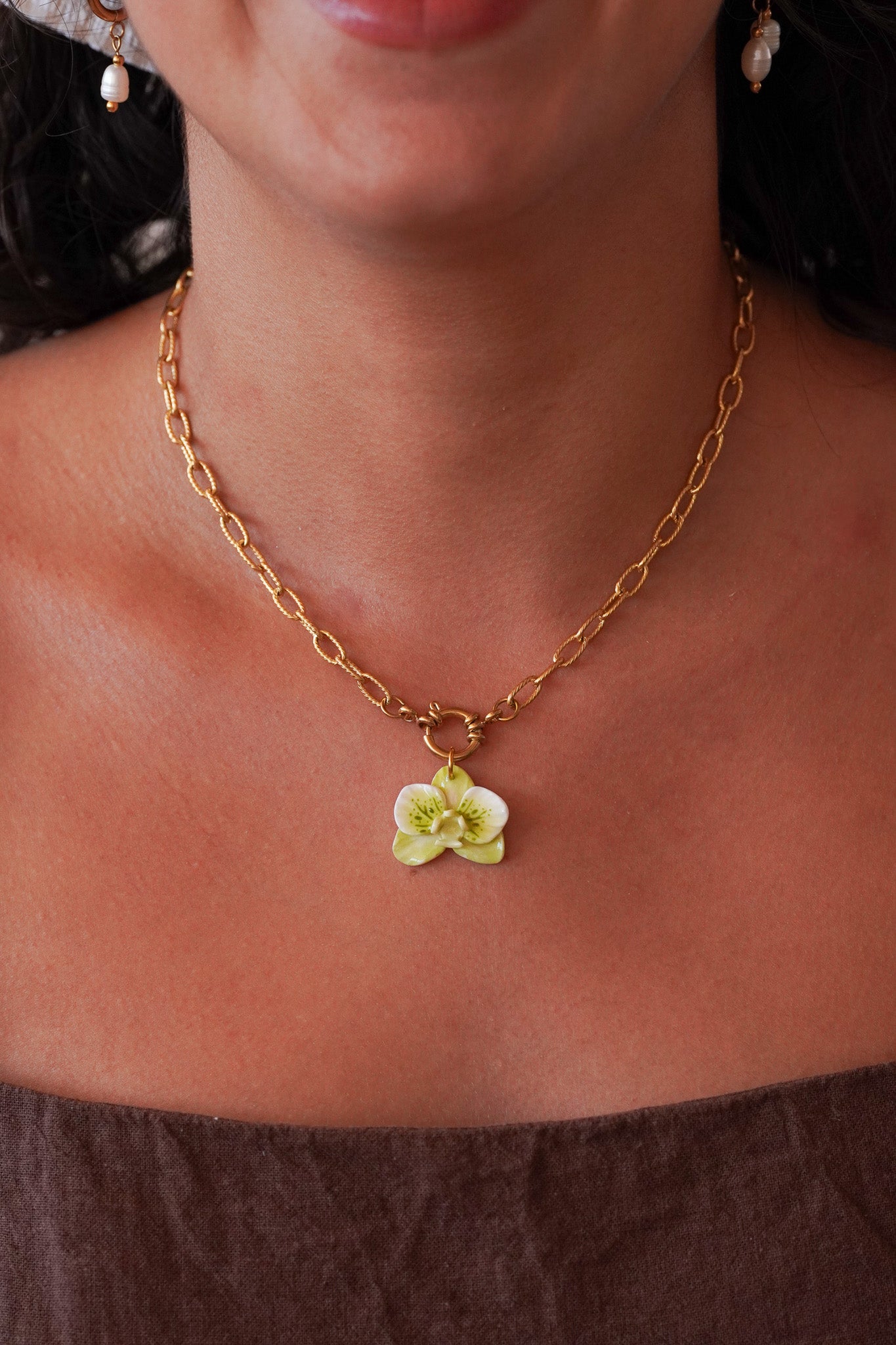 Collier orchidée Eucalyptus