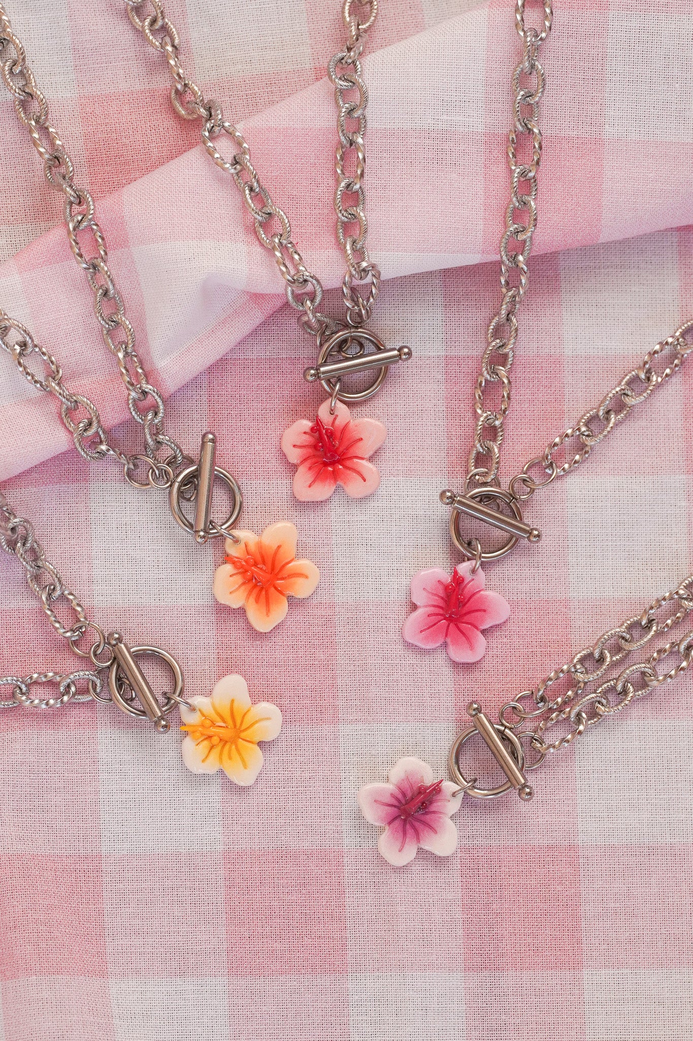 Collier Hibiscus argenté