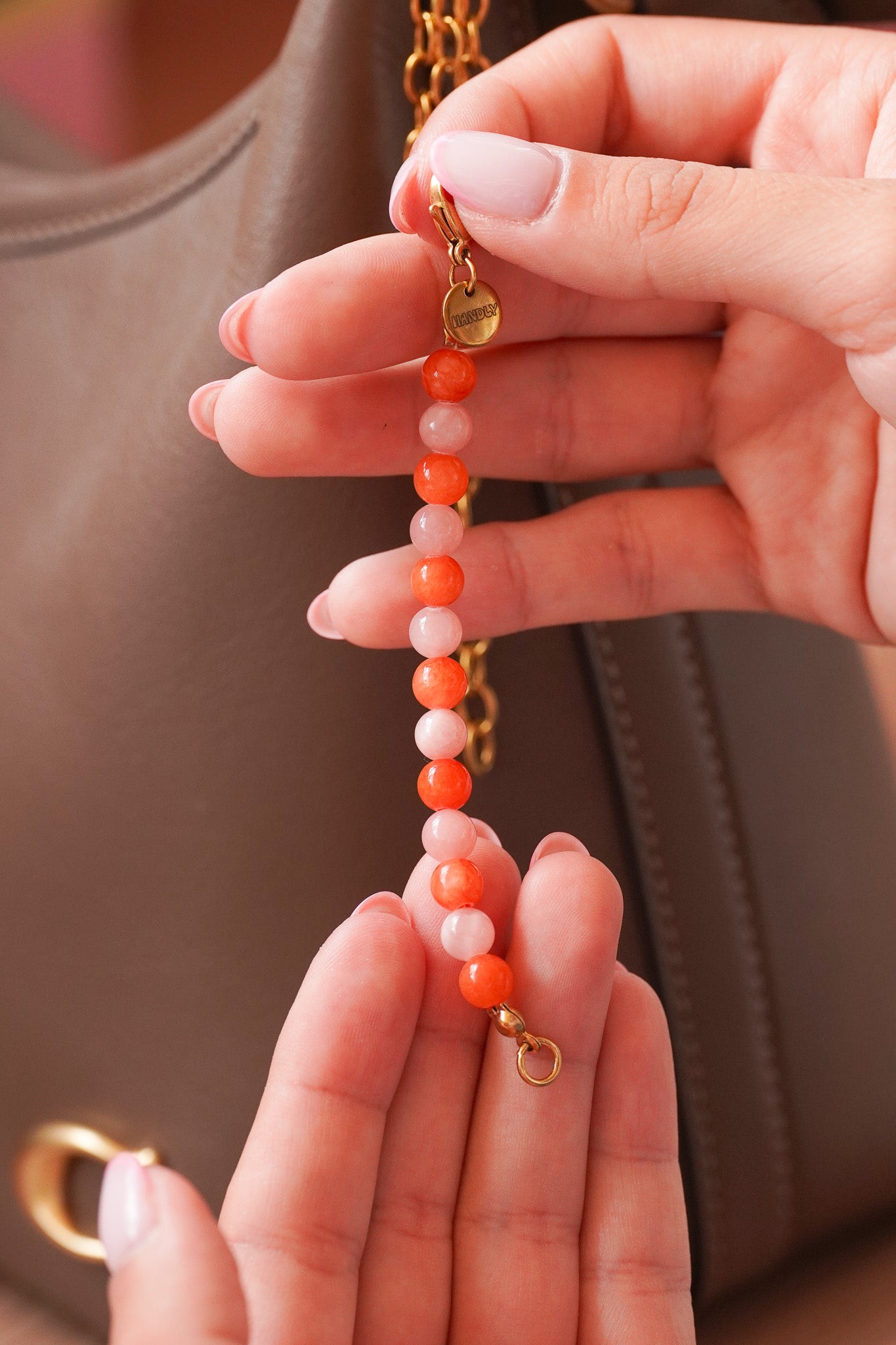 Extension Perles rose et orange  - Bag charm