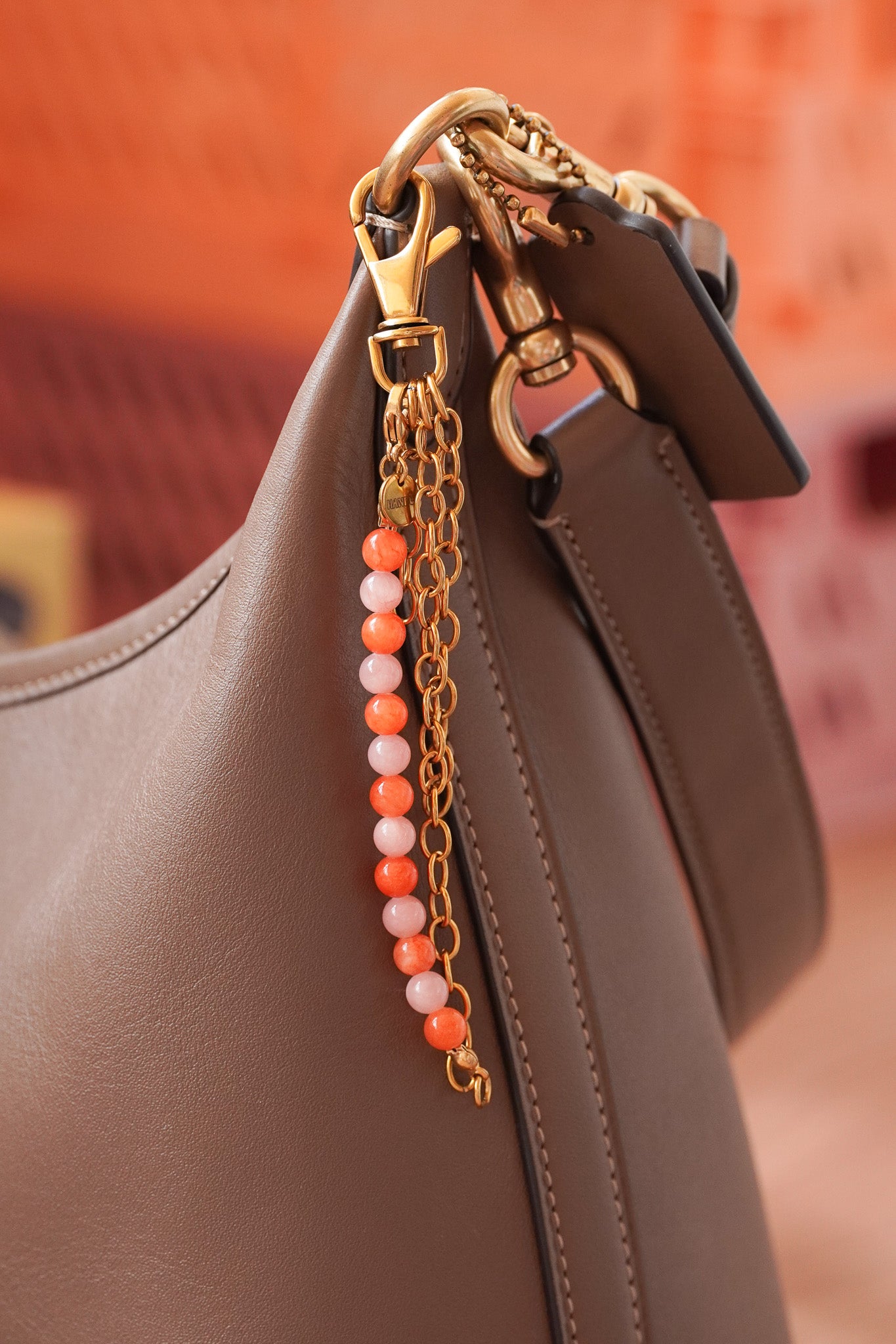 Extension Perles rose et orange  - Bag charm