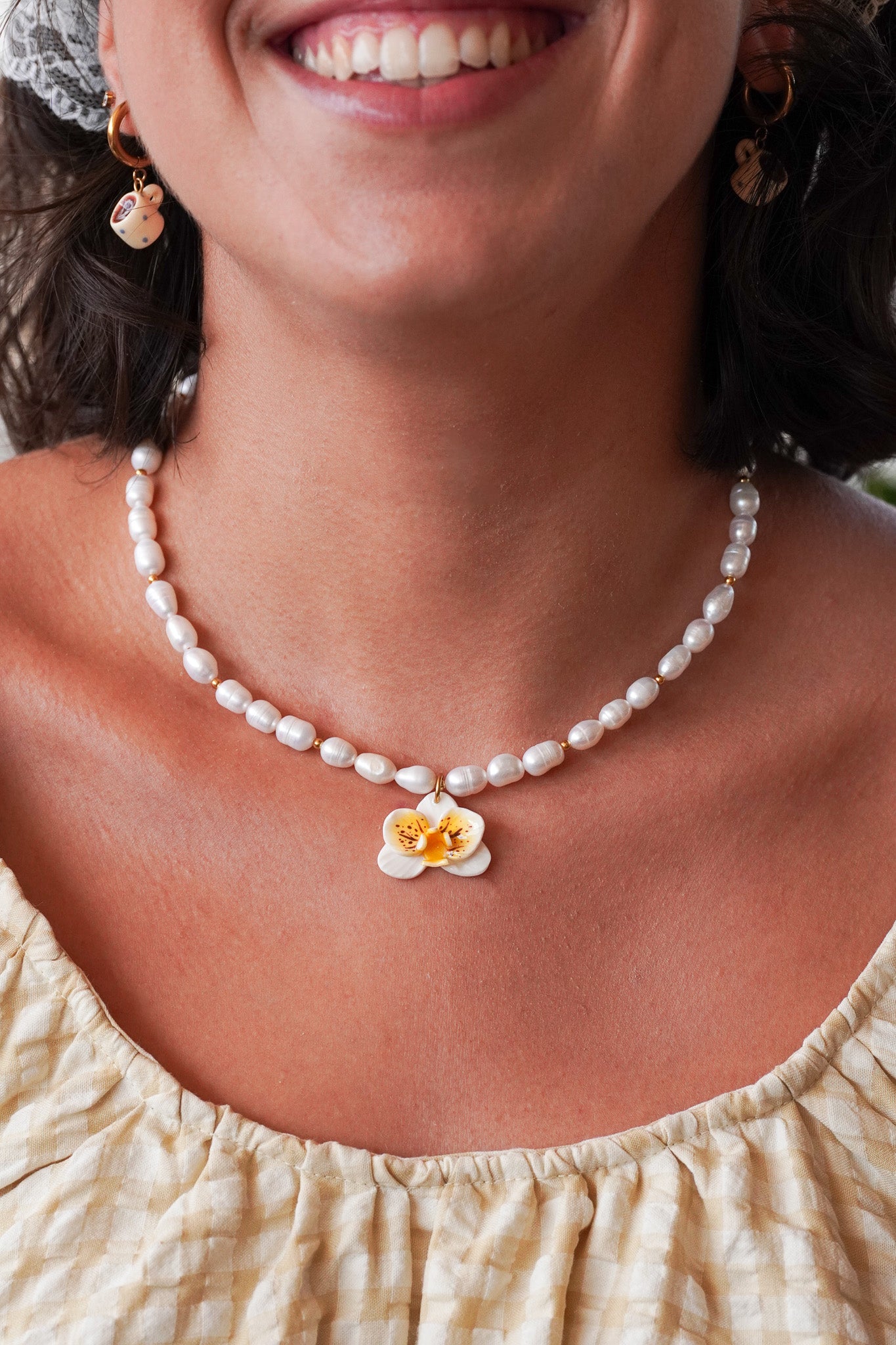 Collier orchidée Coton