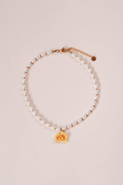 Collier orchidée Vanille