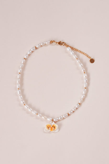 Collier orchidée Coton
