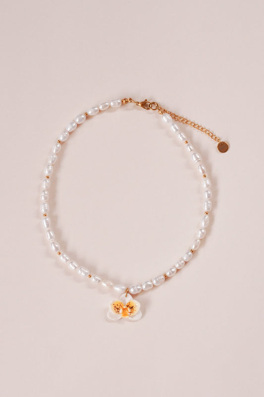 Collier orchidée Coton