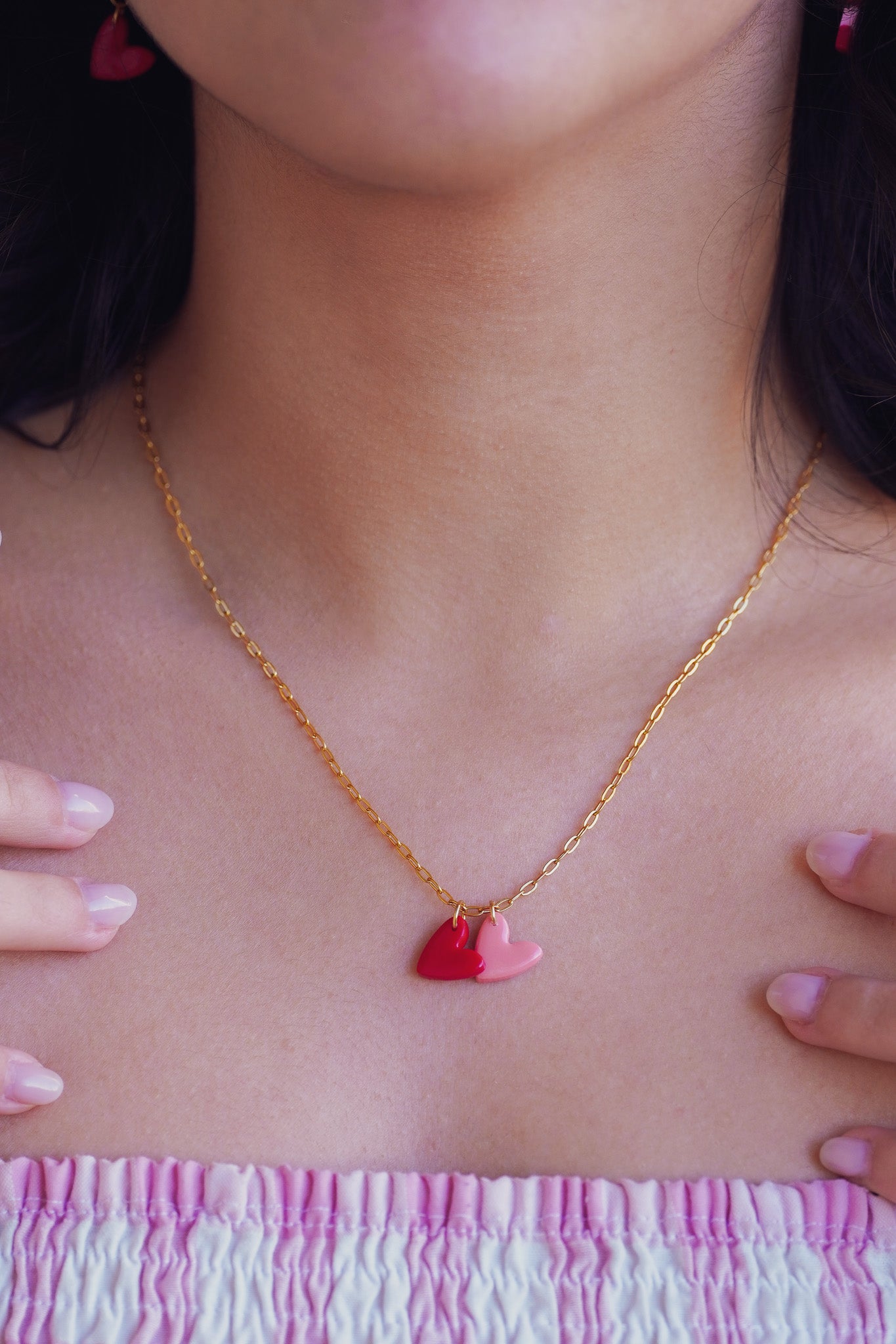 Collier double coeur