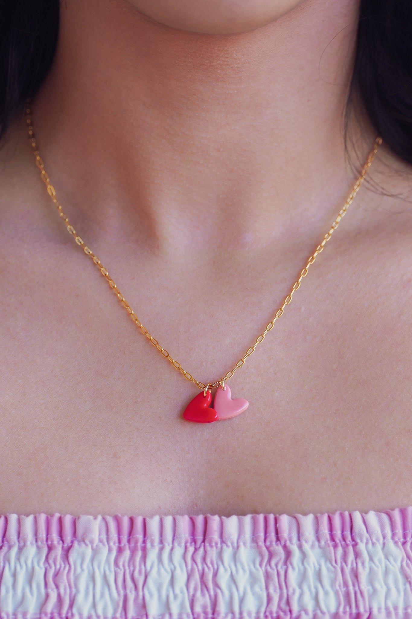 Collier double coeur