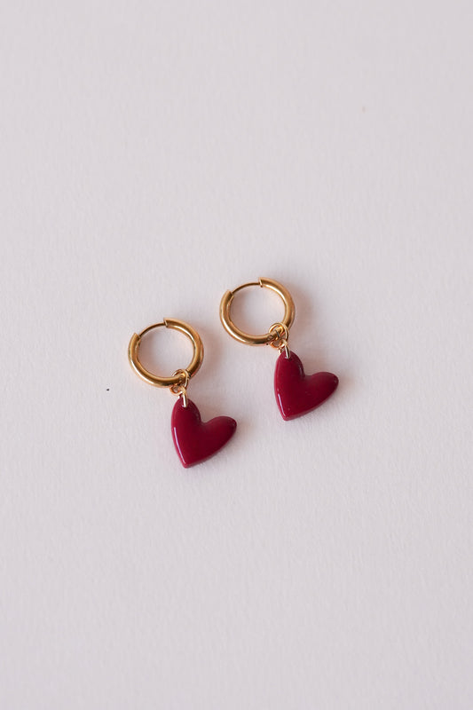 Boucles d'oreilles coeurs rouges