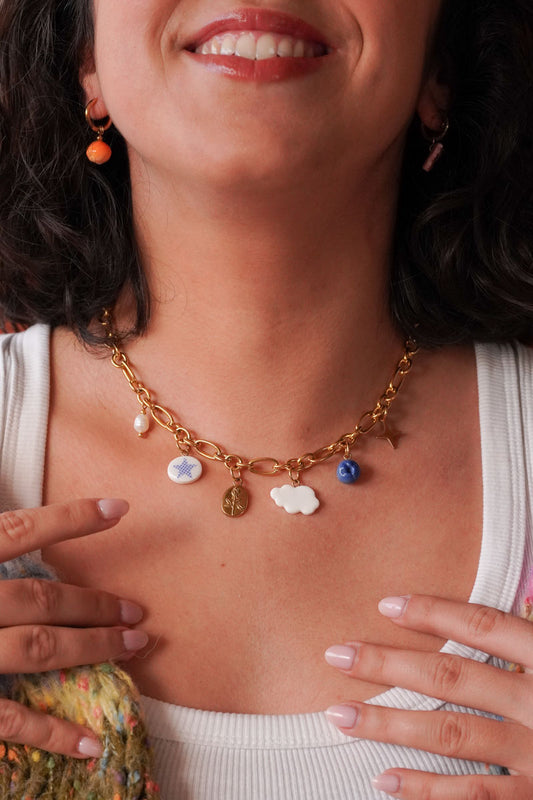 Collier doré Esther - charms personnalisables