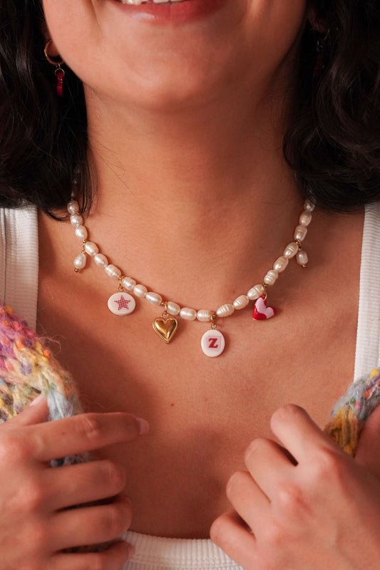 Collier perles d'eau douce - charms personnalisables