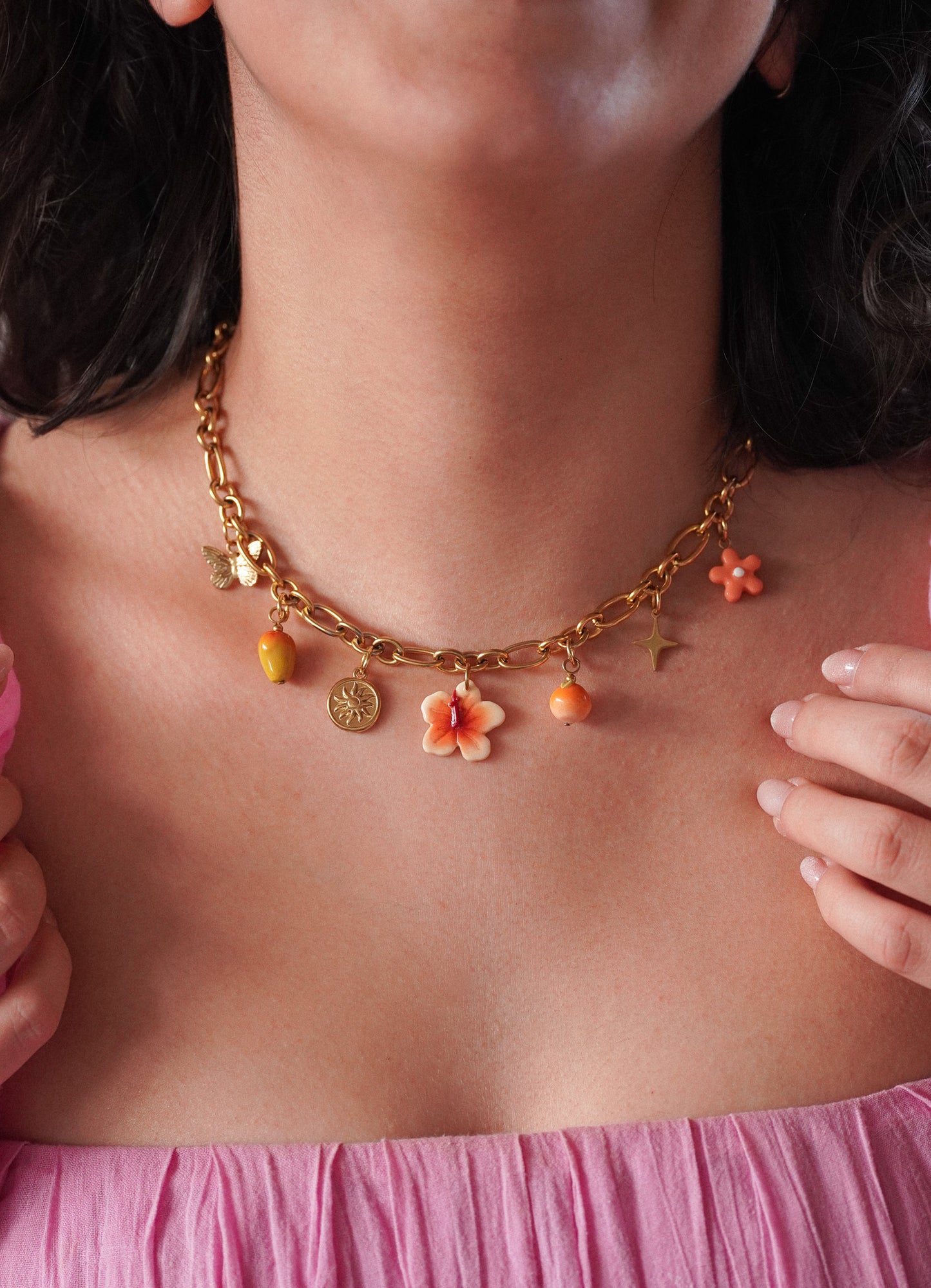 Collier doré Esther - charms personnalisables